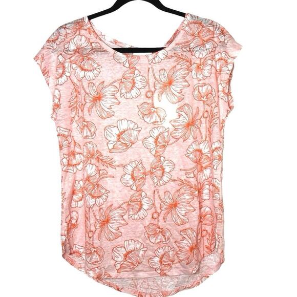 NWT Cynthia Rowley Women’s 100% Linen Floral Short Sleeve Shirt Orange Size M - Picture 1 of 5